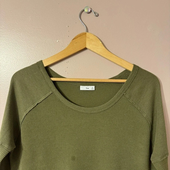 Artizia TNA Alder Thermal Waffle Knit Green  Women Size XS - Picture 2 of 5